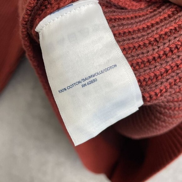 NEW Lands’ End Men’s L Ribbed Knit Sweater Mock neck Red Rust 100% Cotton i93 - Picture 8 of 10